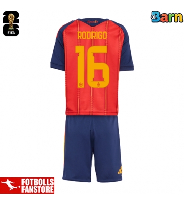 Spanien Rodri Hernandez #16 Hemmatröja Barn VM 2026 Kortärmad (+ Korta byxor)